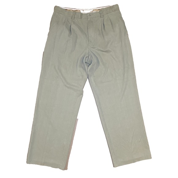 Tommy Bahama Men's Pleated Front Silk Blend Tan Chino Pants - 34x30 - Picture 1 of 5